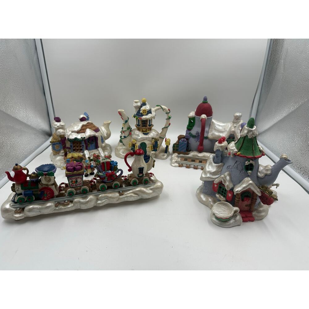 Lighted Christmas Teapot Village 1998 Trendmasters Sears Mice Train Read